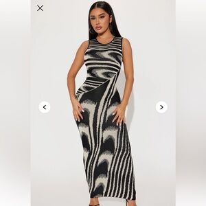 Black and White Patterned Maxi Dress